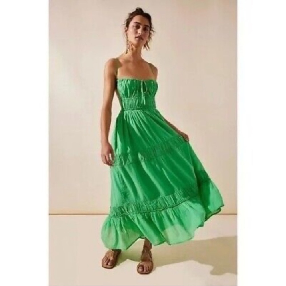 Free People Vibrant Green Strapless Dress